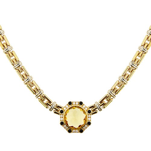 Collier Chimento - Collier en or jaune et or blanc avec citrine, saphirs et diamants 58 Facettes 31915