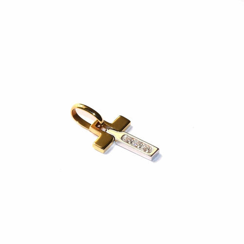 Pendentif Croix bicolore - Pendentif en or 18k et diamant 58 Facettes 47297975