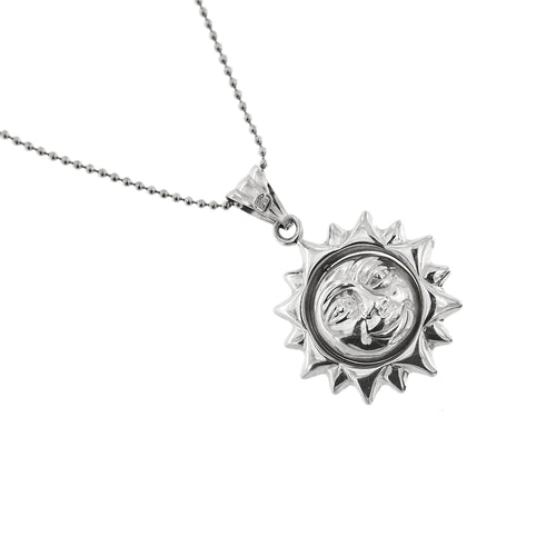Collier Unoaerre - Collier de perles avec pendentif soleil et lune en or blanc 18 carats 58 Facettes 32074
