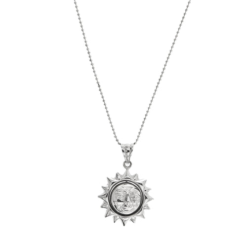 Collier Unoaerre - Collier de perles avec pendentif soleil et lune en or blanc 18 carats 58 Facettes 32074
