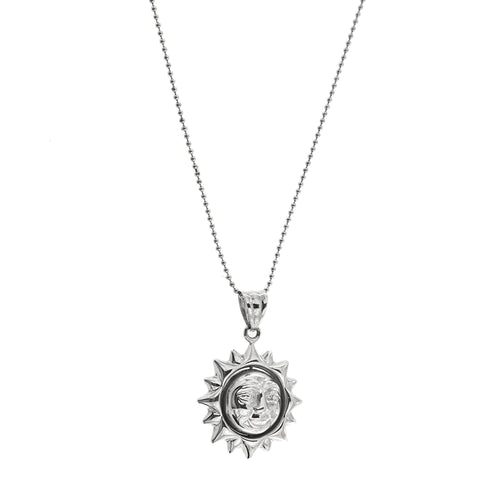 Collier Unoaerre - Collier de perles avec pendentif soleil et lune en or blanc 18 carats 58 Facettes 32074