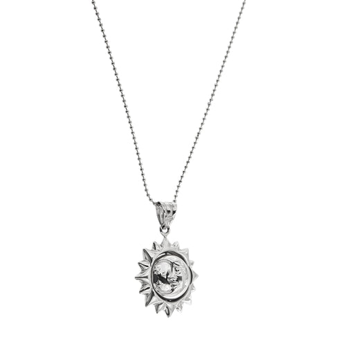 Collier Unoaerre - Collier de perles avec pendentif soleil et lune en or blanc 18 carats 58 Facettes 32074
