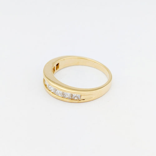 Bague 53 Demi-alliance en or jaune 18 carats et diamants 58 Facettes 32182