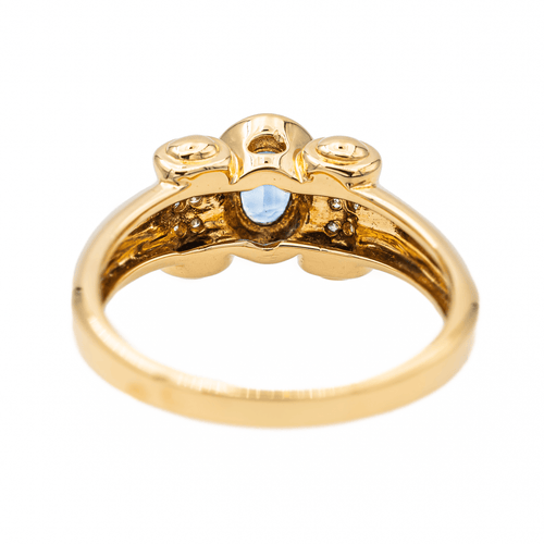 Bague 58 Bague rétro en or jaune 18 carats avec saphir et diamants 58 Facettes 3221903CN