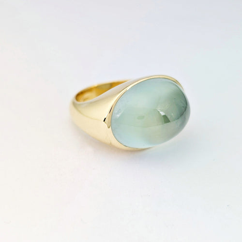 Bague 53 Bague en or jaune 18 carats avec cabochon vert d’eau 58 Facettes 32231