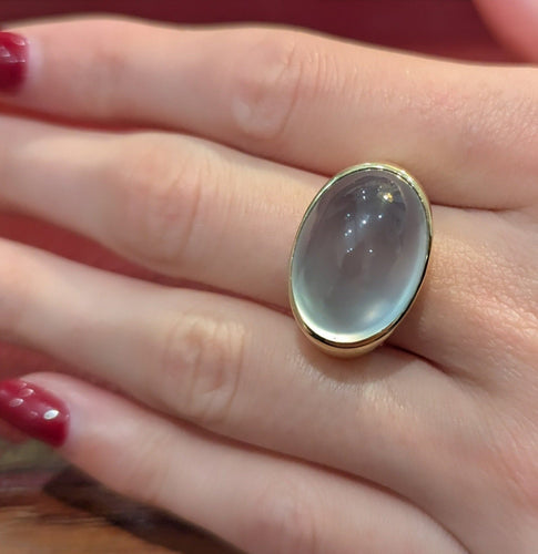 Bague 53 Bague en or jaune 18 carats avec cabochon vert d’eau 58 Facettes 32231