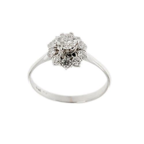 Bague 61 Bague fleur en or blanc 18 carats et diamants 0,95 ct 58 Facettes 32265