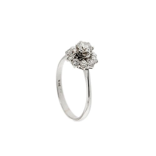 Bague 61 Bague fleur en or blanc 18 carats et diamants 0,95 ct 58 Facettes 32265