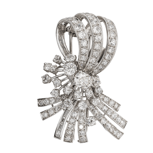 Pendentif Pendentif broche en or blanc 18 carats et platine avec diamants 58 Facettes 3227160CN
