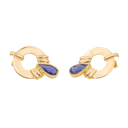 Boucles d'oreilles Boucles d’oreilles en or jaune 18 carats serties de cordiérites 58 Facettes 3227863CN