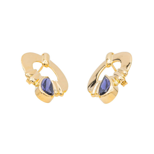 Boucles d'oreilles Boucles d’oreilles en or jaune 18 carats serties de cordiérites 58 Facettes 3227863CN