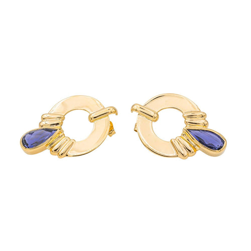 Boucles d'oreilles Boucles d’oreilles en or jaune 18 carats serties de cordiérites 58 Facettes 3227863CN