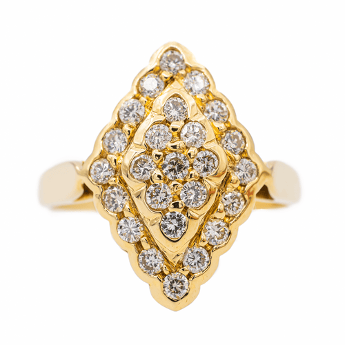 Bague 55 Bague marquise pavée de diamants en or jaune 18 carats 58 Facettes 3227869CN
