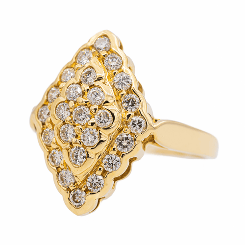 Bague 55 Bague marquise pavée de diamants en or jaune 18 carats 58 Facettes 3227869CN