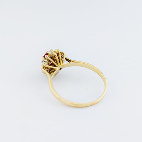 Bague 54 Bague Marguerite en or jaune 18 carats, diamants et rubis 58 Facettes 32293