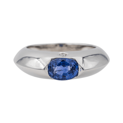 Bague 51 Piaget - Bague en or blanc avec saphir ovale et diamant 58 Facettes 3230367CN