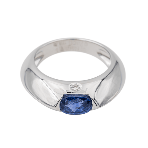 Bague 51 Piaget - Bague en or blanc avec saphir ovale et diamant 58 Facettes 3230367CN