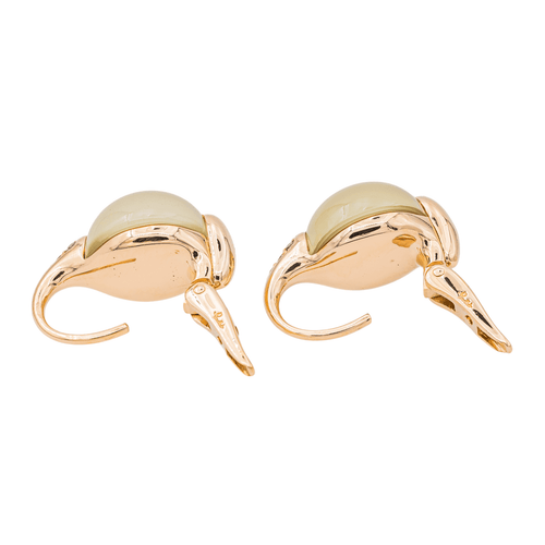 Boucles d'oreilles Pomellato Luna - Boucles d’oreilles dormeuses en or rose avec pierres de lune et diamants 58 Facettes 3230373CN