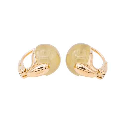 Boucles d'oreilles Pomellato Luna - Boucles d’oreilles dormeuses en or rose avec pierres de lune et diamants 58 Facettes 3230373CN
