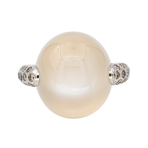 Bague 51 Pomellato Luna - Bague en or blanc avec pierre de lune et diamants bruns 58 Facettes 3230374CN