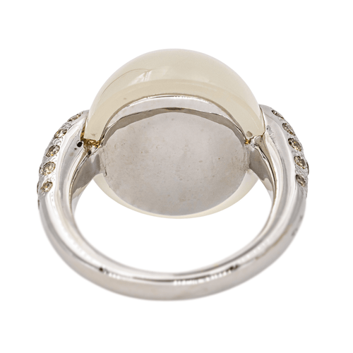 Bague 51 Pomellato Luna - Bague en or blanc avec pierre de lune et diamants bruns 58 Facettes 3230374CN