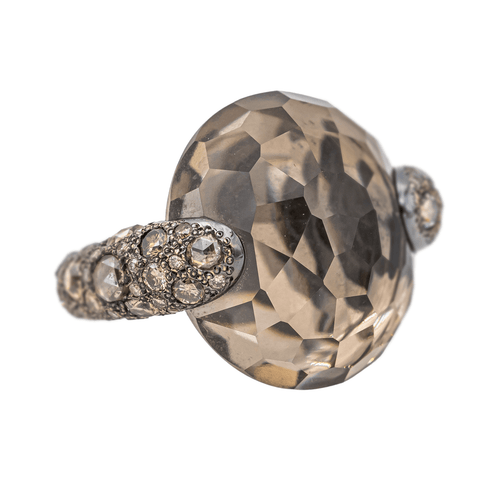 Bague 51 Pomellato Tango - Bague cocktail en or rose, quartz fumé et diamants 58 Facettes 3230375CN