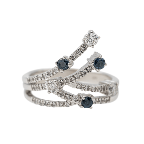 Bague 55 Bague en or blanc 18 carats pavée de saphirs et diamants 58 Facettes 3230381CN