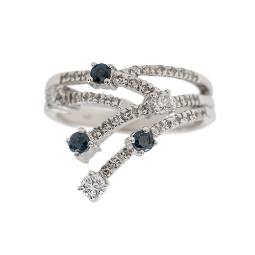 Bague 55 Bague en or blanc 18 carats pavée de saphirs et diamants 58 Facettes 3230381CN