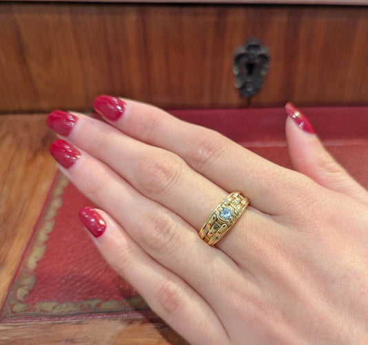 Bague 53 Bague bandeau en or jaune 18 carats avec diamant 0,10 ct 58 Facettes 32399