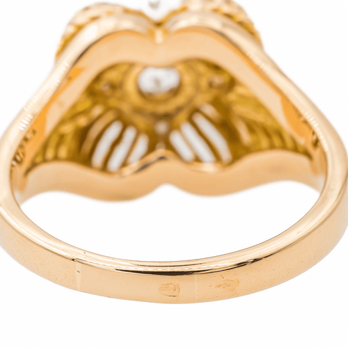 Bague 56 Bague fleur en or jaune et platine sertie de diamants 58 Facettes 3241053CN
