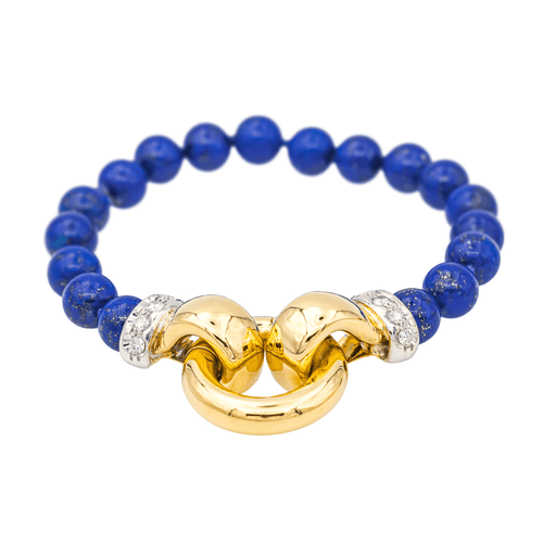Bracelet Bracelet en or jaune et blanc 18 carats, lapis-lazuli et diamants 58 Facettes 3243859CN