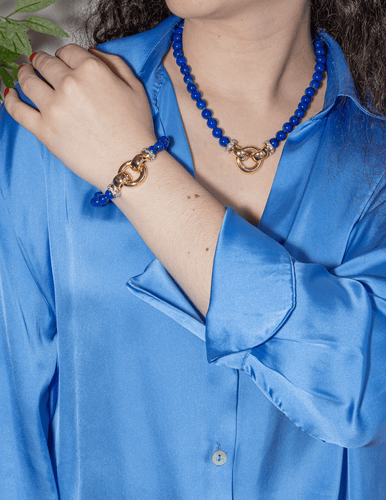 Bracelet Bracelet en or jaune et blanc 18 carats, lapis-lazuli et diamants 58 Facettes 3243859CN