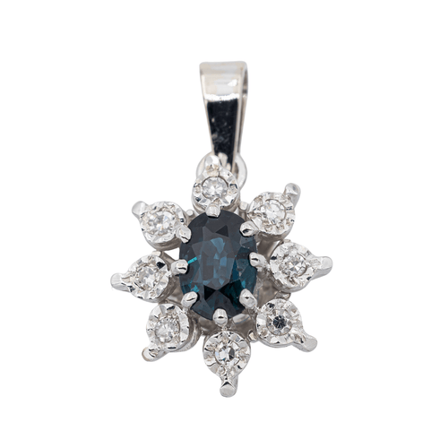 Pendentif Pendentif Pompadour Or blanc Saphir, Diamant 58 Facettes 3244481CN
