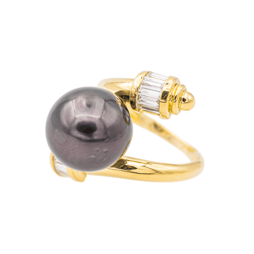 Bague 51 Bague Or jaune Perle de tahiti, Diamant 58 Facettes 3260296RV