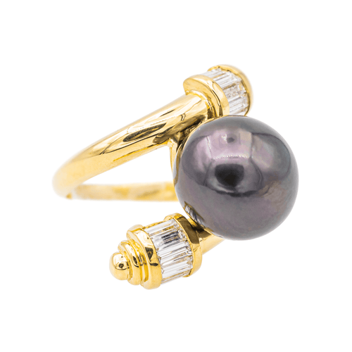 Bague 51 Bague en or jaune 18 carats avec perle de Tahiti et diamants 58 Facettes 3260296RV