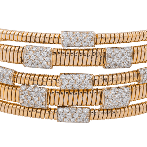 Bracelet Bracelet manchette jonc en or rose 18 carats serti de diamants 58 Facettes 3261271CN