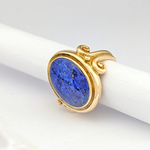 Bague 54 Bague en or jaune 18 carats avec cabochon lapis-lazuli 58 Facettes 32615