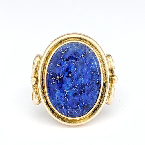 Bague 54 Bague en or jaune 18 carats avec cabochon lapis-lazuli 58 Facettes 32615