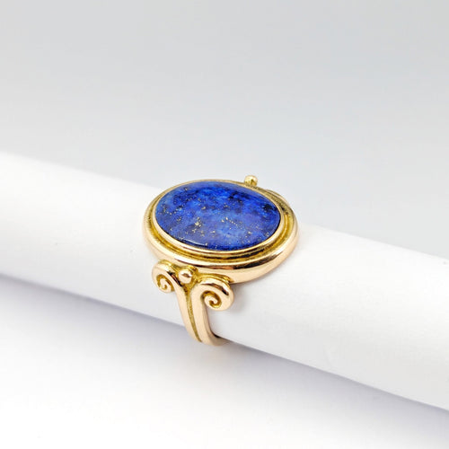 Bague 54 Bague en or jaune 18 carats avec cabochon lapis-lazuli 58 Facettes 32615