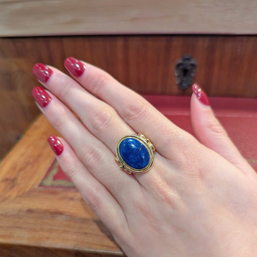 Bague 54 Bague en or jaune 18 carats avec cabochon lapis-lazuli 58 Facettes 32615
