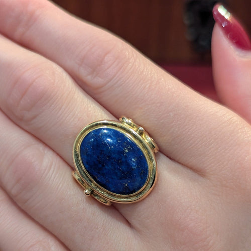 Bague 54 Bague en or jaune 18 carats avec cabochon lapis-lazuli 58 Facettes 32615