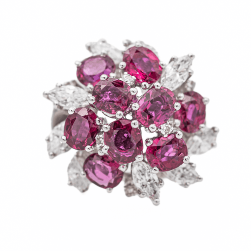 Bague 52 Bague Fleur Or blanc Rubis, Diamant 58 Facettes 3263779CN