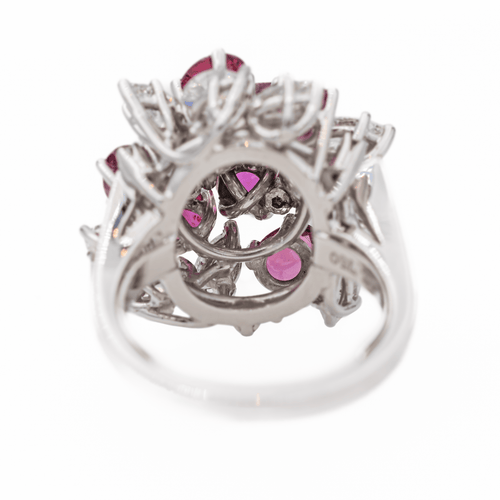 Bague 52 Bague Fleur Or blanc Rubis, Diamant 58 Facettes 3263779CN