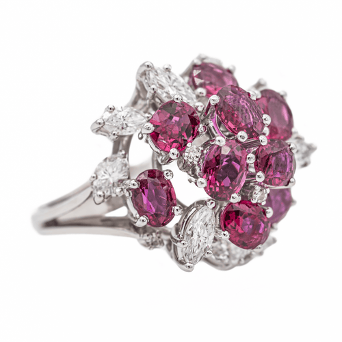 Bague 52 Bague Fleur Or blanc Rubis, Diamant 58 Facettes 3263779CN