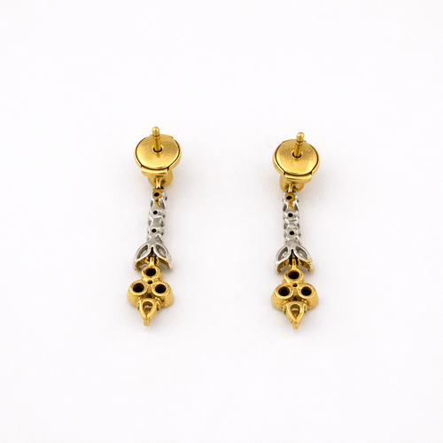 Boucles d'oreilles Boucles d'oreilles pendantes en or jaune et blanc 18 carats, diamants et saphirs 58 Facettes 32644