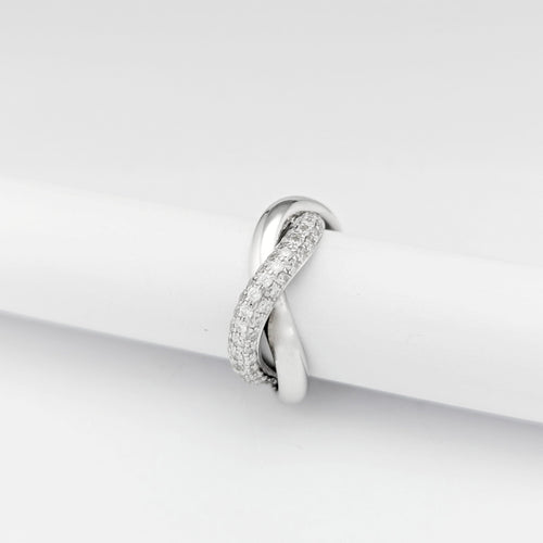 Bague 48 Poiray Tresse - Bague en or blanc 18 carats et diamants 58 Facettes 32675