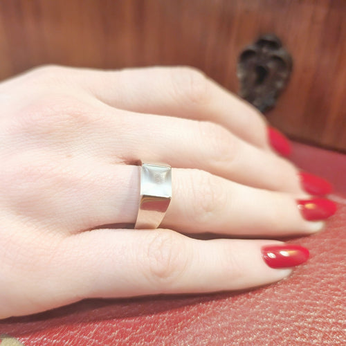 Bague 53 Cartier Tank - Bague en or blanc 18 carats et pierre de lune 58 Facettes 32677