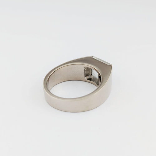 Bague 53 Cartier Tank - Bague en or blanc 18 carats et pierre de lune 58 Facettes 32677