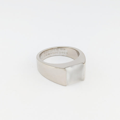 Bague 53 Cartier Tank - Bague en or blanc 18 carats et pierre de lune 58 Facettes 32677
