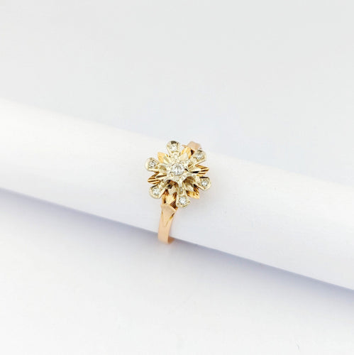 Bague 56 Bague fleur Art déco en or jaune 18 carats et diamants 58 Facettes 32701